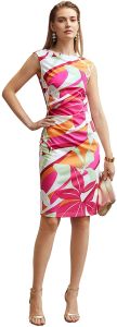 Ladies Sleeveless Tropical Print Sheath Dress
