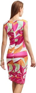 Ladies Sleeveless Tropical Print Sheath Dress