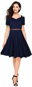 Ladies Trendy Blue Fit And Flare Dress