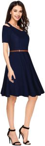 Ladies Trendy Blue Fit And Flare Dress