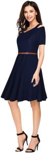 Ladies Trendy Blue Fit And Flare Dress