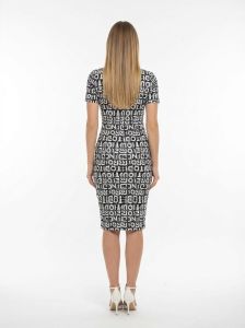 Ladies Typography Print Bodycon Midi Dress
