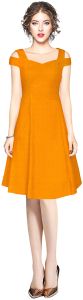 Ladies Vibrant Yellow Cold Shoulder Dress