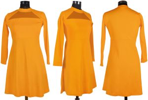 Ladies Yellow Full Sleeve Fit And Flare Western Dress