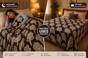 Gulliver Double Bed Printed Flannel AC Blanket