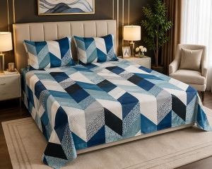 Mavi Premium Glace Cotton Double Bedsheet