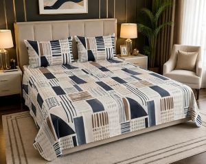 Mavi Premium Glace Cotton Double Bedsheet