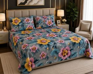Mavi Premium Glace Cotton Double Bedsheet
