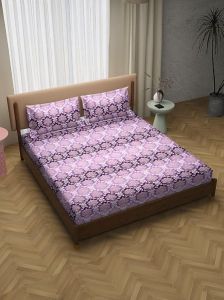 Mavi Premium Printed Glace Cotton Double Bedsheet Set