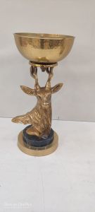 Brass Deer Head Bust with Hammered Bowl