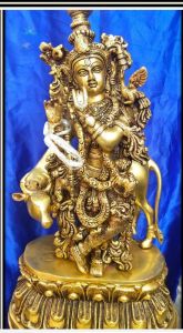 Handcrafted Brass Lord Krishna with Cow Statue