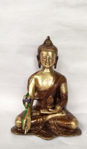 Medicine Buddha Polished Brass Buddha Statue