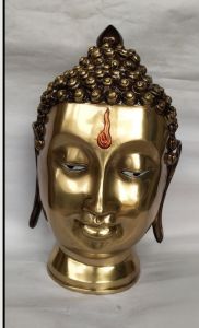 Polished Brass Buddha Statue Head Bust