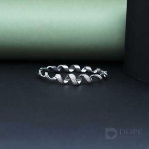 Modern Round Cut Diamond Stiff Bracelet