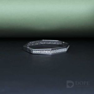 925 Sterling Silver Marquise Diamond Stiff Bracelet