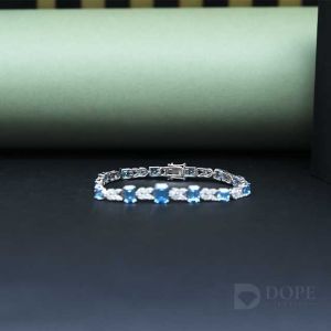 Elegant Marquise And Emerald Blue Stone Bracelet