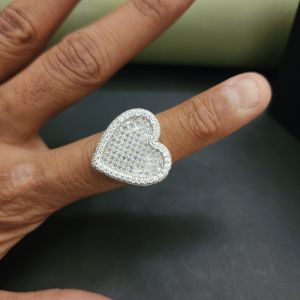 Pretty Heart Shape Sterling Diamond Ring