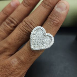 Pretty Heart Shape Sterling Diamond Ring