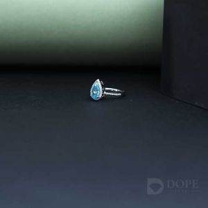 Pretty Pear Cut Blue Diamond Ring