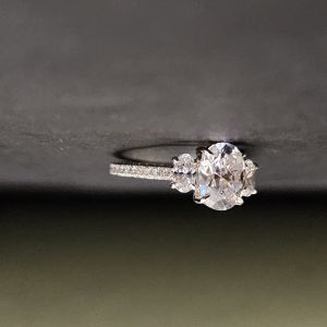 Luxury Oval Diamond Three Stone Engagement Ring