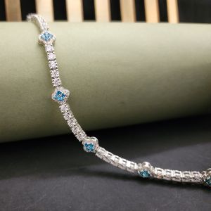 Classic Round Cut Blue Diamond Bracelet