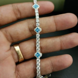 Classic Round Cut Blue Diamond Bracelet