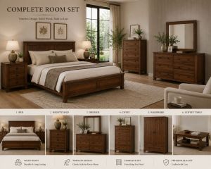Complete Solid Wood Bedroom Furniture Set