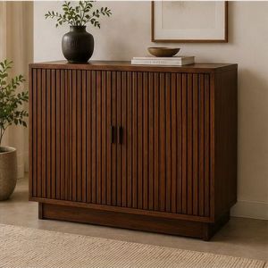 Fluted Wooden Storage Cabinet