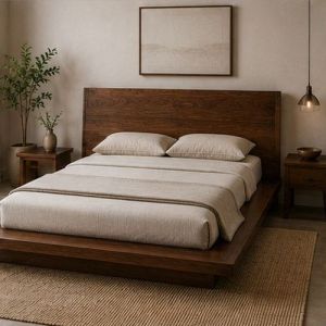 Low Platform Solid Wooden Bed