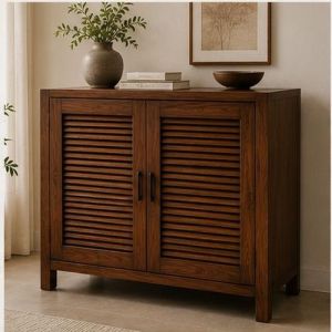 Slatted Shutter Wooden Storage Cabinet