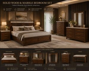 Solid Wood And Marble Luxury Bedroom Set