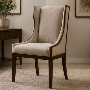 Wingback Upholstered Wooden Dining Chair