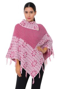 Baby Pnk Printed Wool Poncho