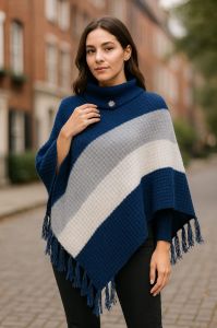 Ladies Printed Wool Poncho