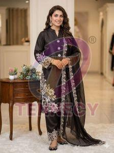 Black Pakistani Crepe Silk Suit
