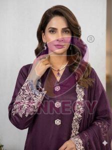 Black Pakistani Crepe Silk Suit