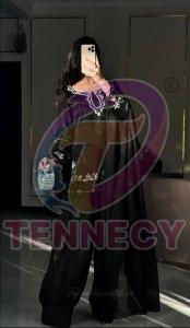 Black Satin Farshi Palazzo Suit Set
