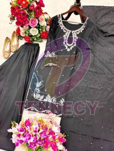 Black Satin Farshi Palazzo Suit Set