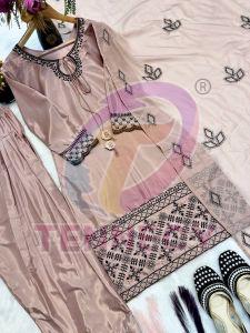Blush Pink Crepe Silk Farshi Salwar Set