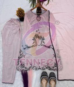 Blush Pink Crepe Silk Farshi Suit Set