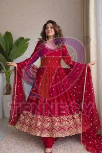 Chinon Silk Party Wear Gown Set
