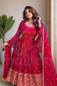 Chinon Silk Party Wear Gown Set