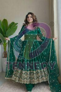 Chinon Silk Party Wear Gown Set
