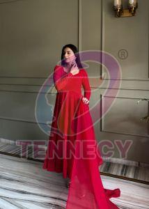 Classic Red Fox Georgette Anarkali Set