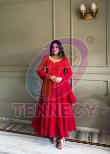 Classic Red Fox Georgette Anarkali Set