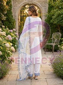 Cotton Thread Embroidered 3 Piece Suit Set