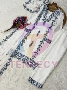 Cotton Thread Embroidered 3 Piece Suit Set
