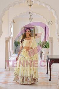 Creamy Vichitra Silk Lehenga Choli Set