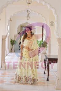 Creamy Vichitra Silk Lehenga Choli Set
