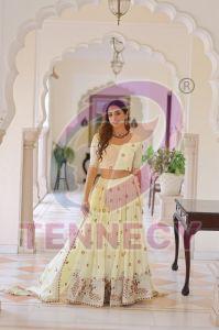 Creamy Vichitra Silk Lehenga Choli Set